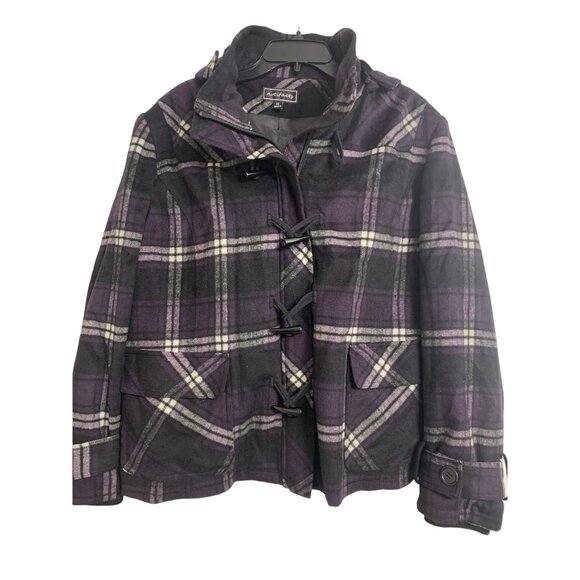 Artifacts Jackets & Blazers - Artifacts Purple Plaid Hooded Toggle Coat Size 3X Winter